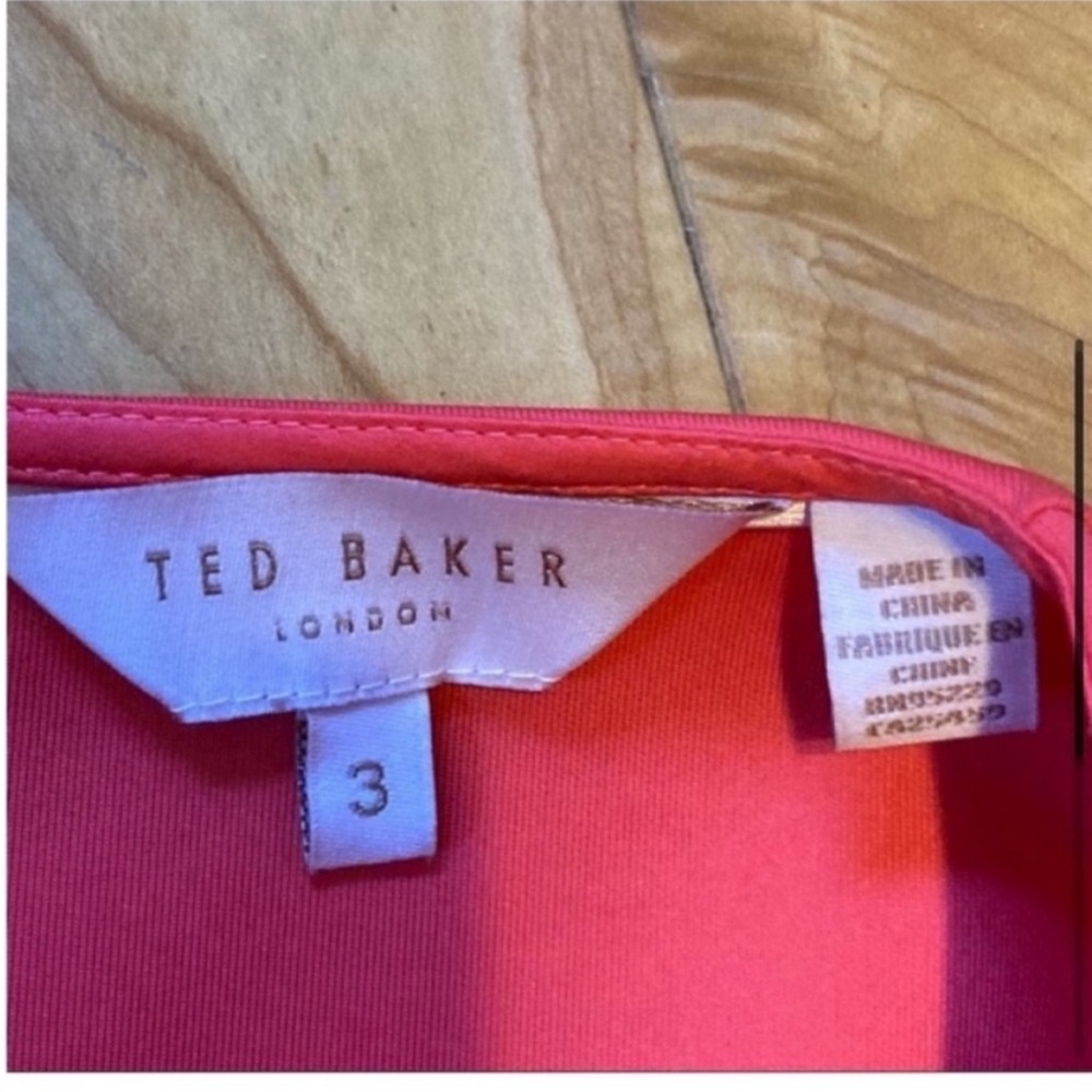 Ted Baker Coral sleeveless skater style dress exposed back gold zipper size 8-10 - Picture 5 of 13